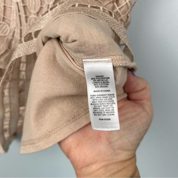 Express Metallic Lace Tank Top Cami Front Lined Lace Cutout Rose Gold Sz XS - Picture 7 of 14